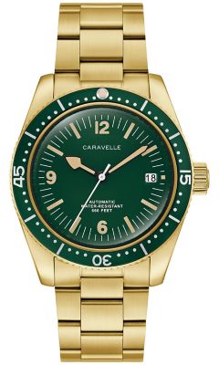 Caravelle by Bulova Mens Vintage Sea Hunter Gold-Tone Stainless Steel Bracelet Watch 39mm