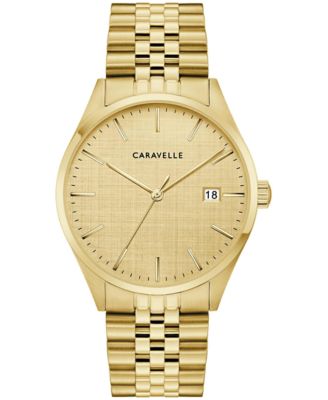 Caravelle by Bulova Mens Dress Gold-Tone Stainless Steel Bracelet Watch 39mm
