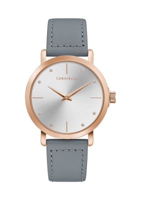 Caravelle By Bulova Women's Min/max Leather Strap Watch
