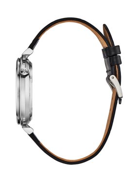 Men's Automatic Regatta Black Leather Strap Watch 