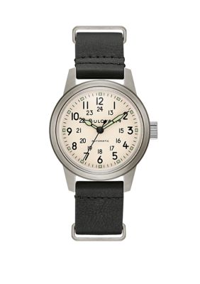 Bulova Men's Military Hack Stainless Steel Watch with White Dial