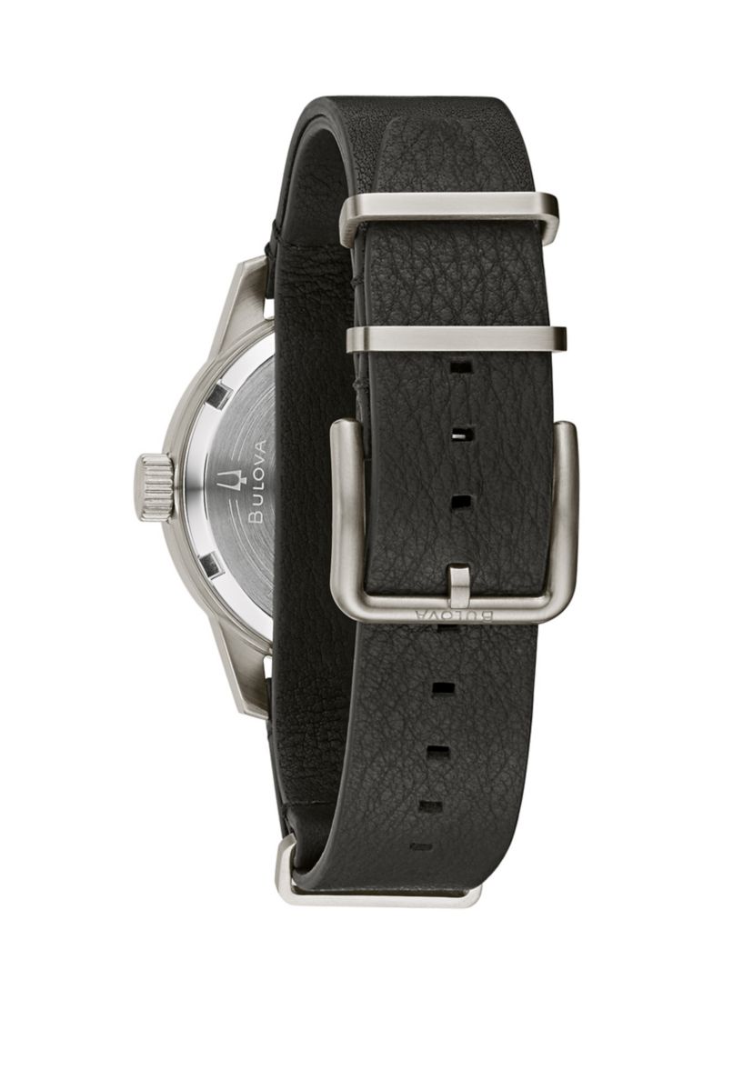 Mens Military Hack Stainless Steel Watch with White Dial 
