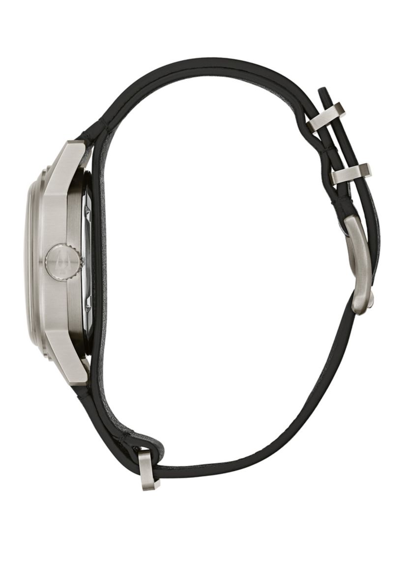 Mens Military Hack Stainless Steel Watch with White Dial 