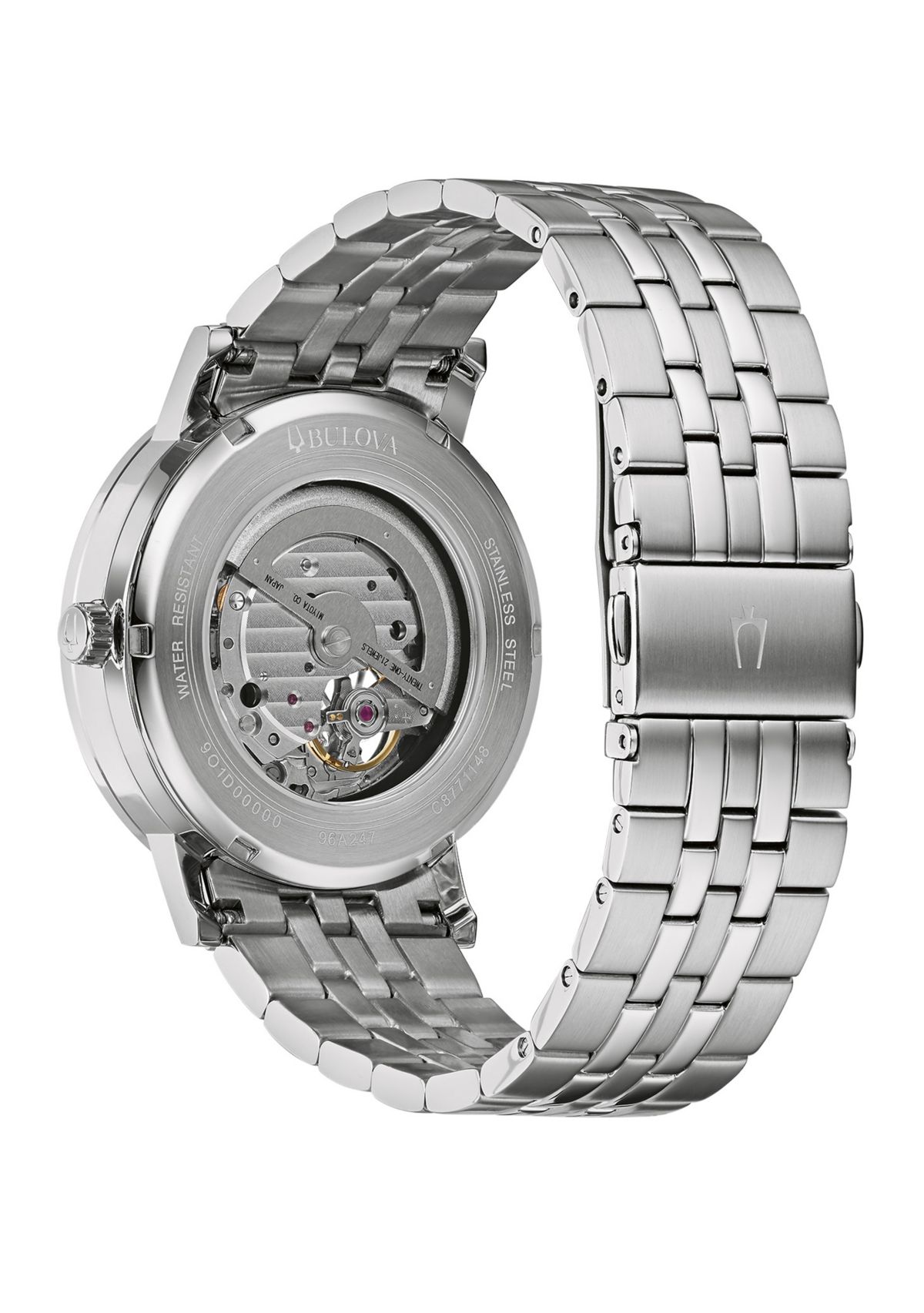 Mens Automatic Clip Stainless Steel Watch with Blue Dial