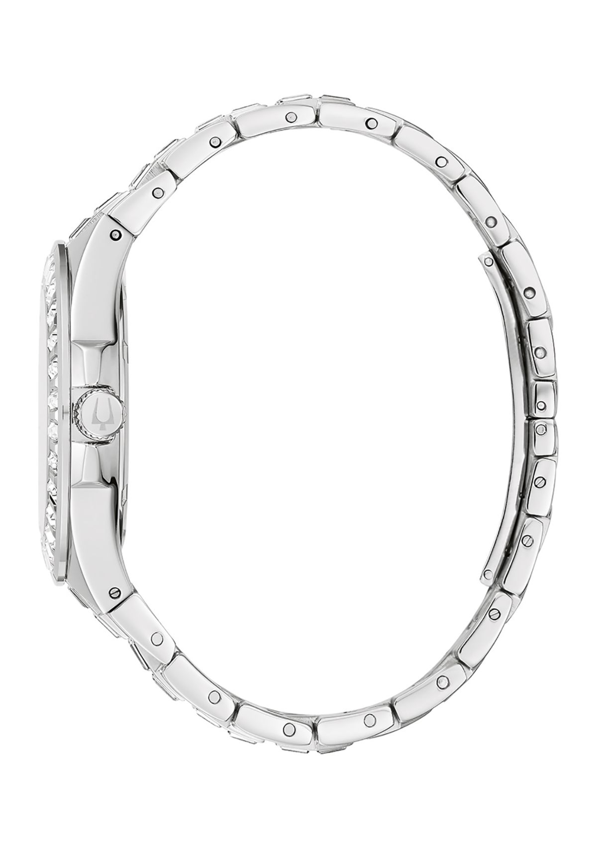 Phantom Mens Crystal Accent Silver-Tone Stainless Steel Bracelet Watch