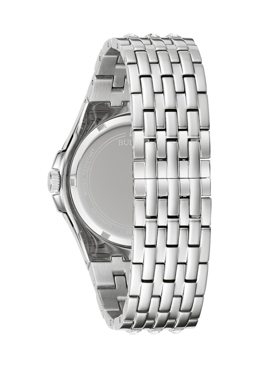 Phantom Mens Crystal Accent Silver-Tone Stainless Steel Bracelet Watch