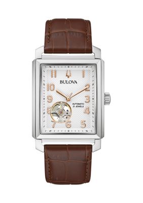 Bulova Men's Sutton Automatic Brown Leather Strap Watch