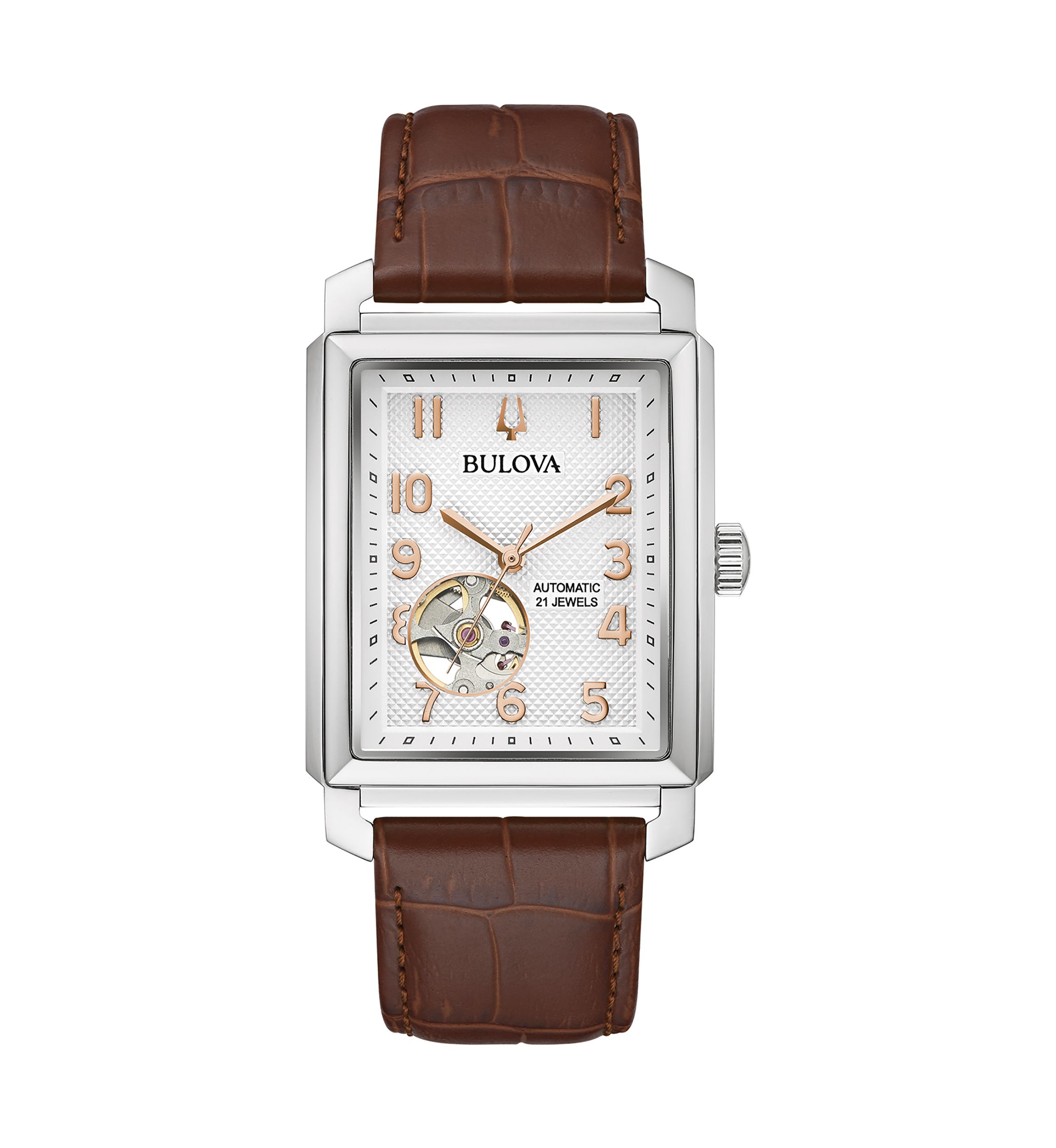 Mens Sutton Automatic Brown Leather Strap Watch