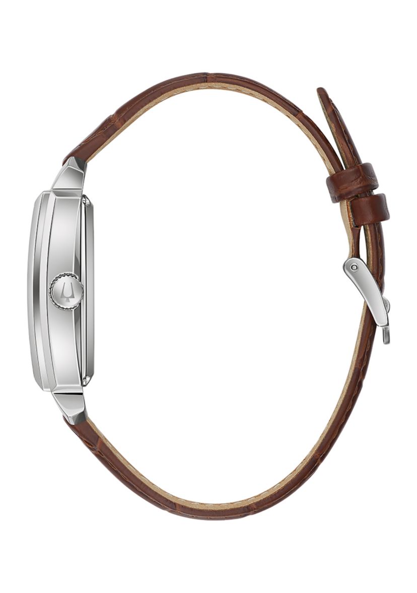 Mens Sutton Automatic Brown Leather Strap Watch