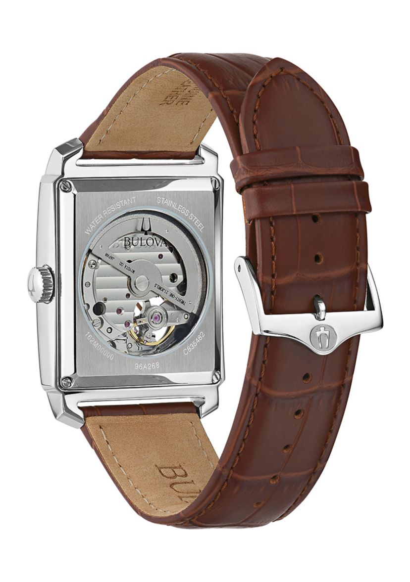 Mens Sutton Automatic Brown Leather Strap Watch