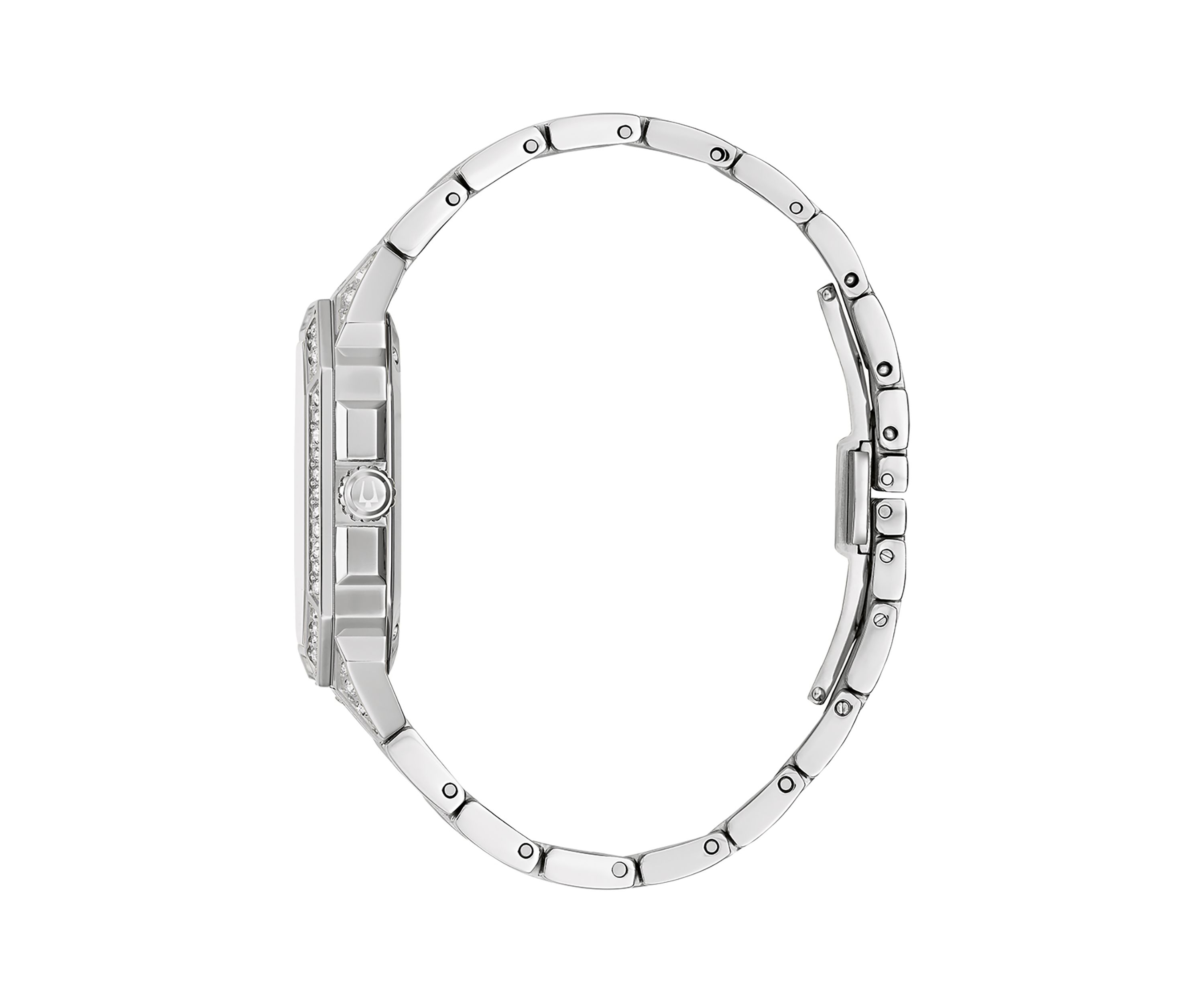 Mens Crystal Octava Silvertone Stainless Steel Bracelet Watch, 40 Millimeter