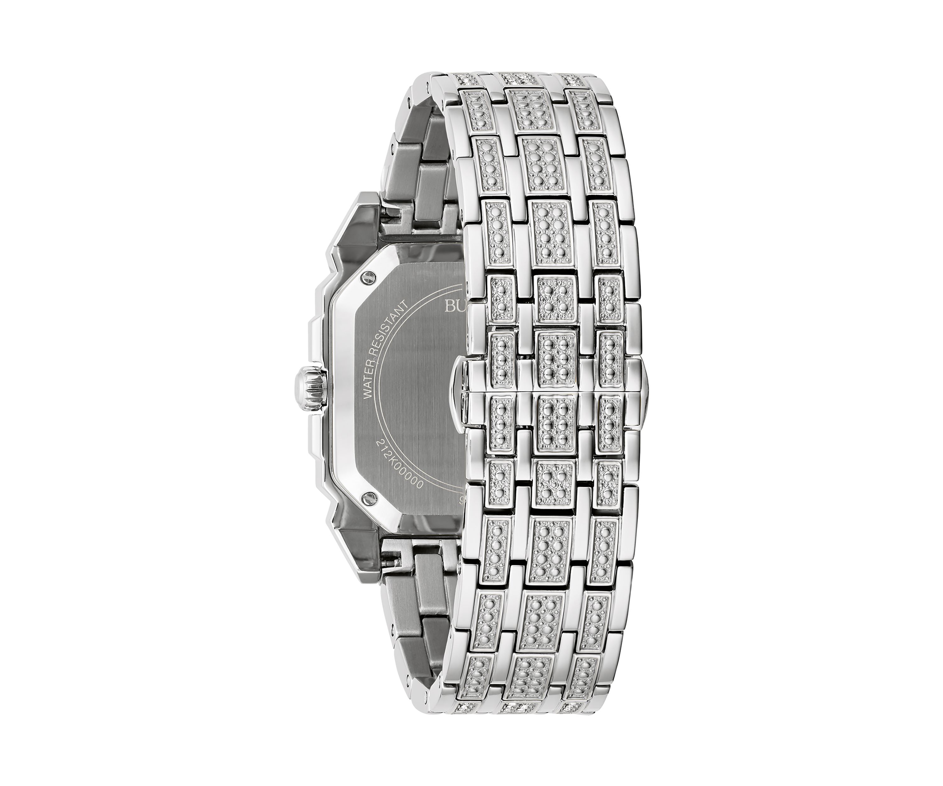 Mens Crystal Octava Silvertone Stainless Steel Bracelet Watch, 40 Millimeter