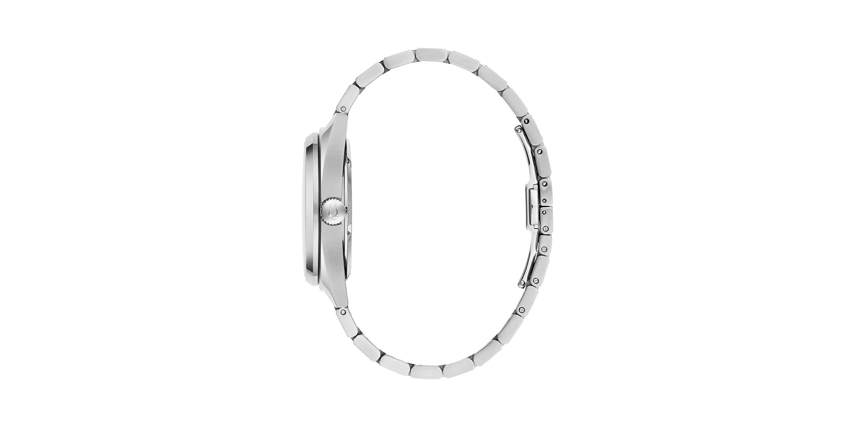 Bulova Mens Classic Surveyor Silver-Tone Bracelet Watch