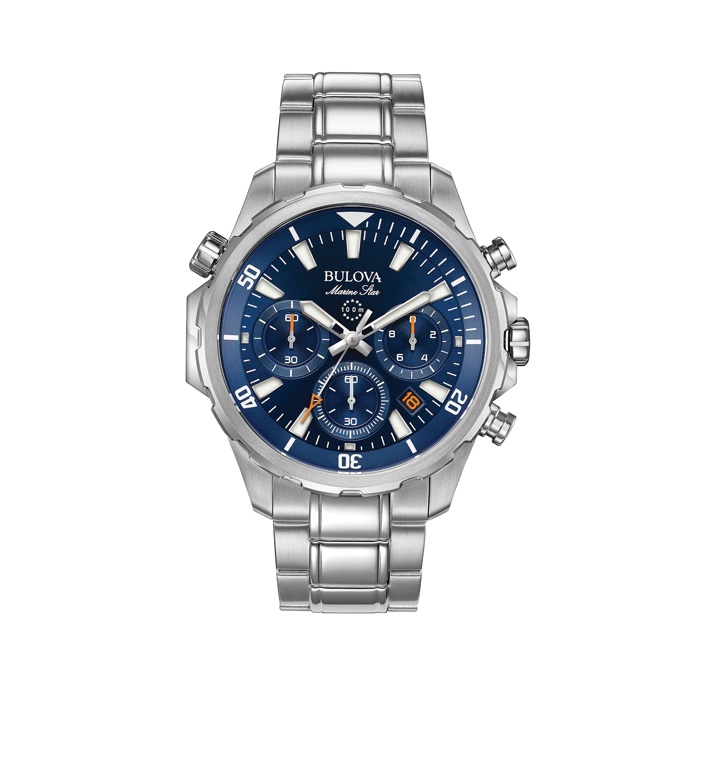 Mens Marine Star Silver-Tone Blue Dial Watch
