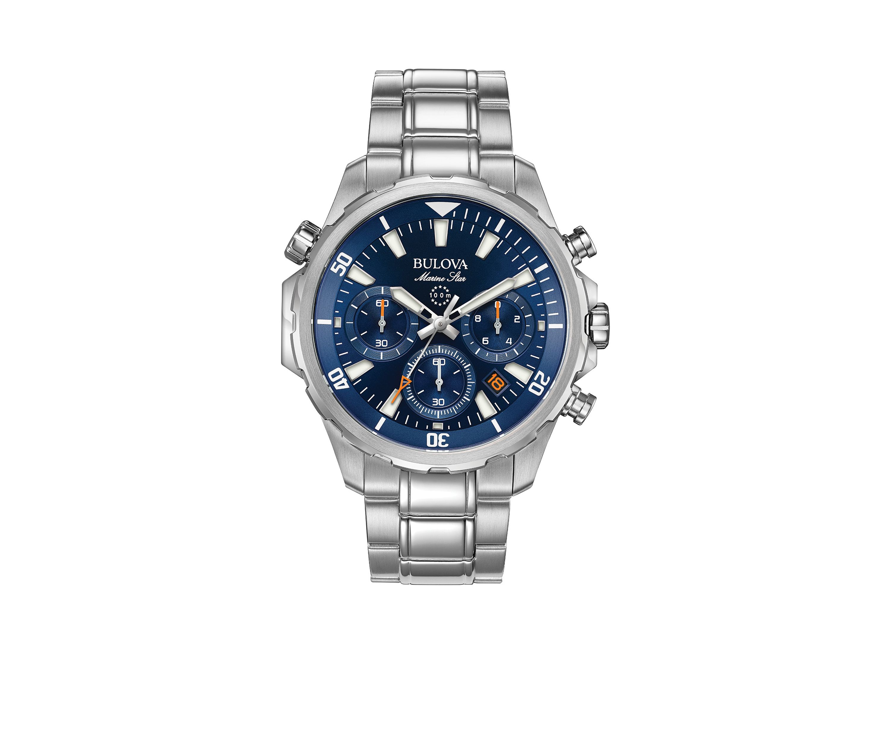 Mens Marine Star Silver-Tone Blue Dial Watch