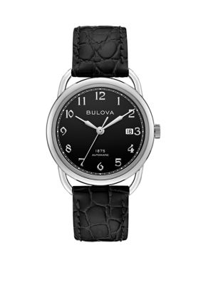 Bulova Men's Stainless Steel Commodor Leather Strap Watch -  540026496B325