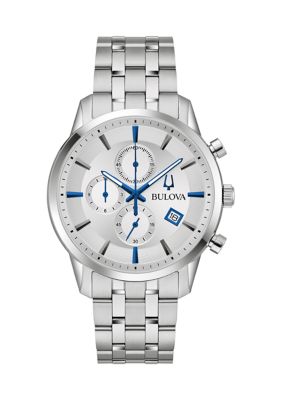 Bulova Men's 41 Millimeter Classic Sutton Silver-Tone Bracelet Watch