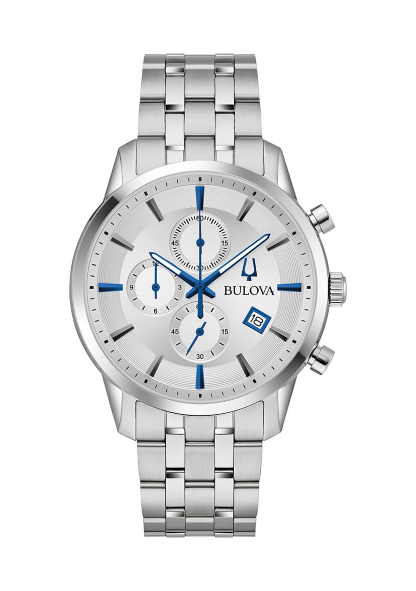 Mens 41 Millimeter Classic Sutton Silver-Tone Bracelet Watch 