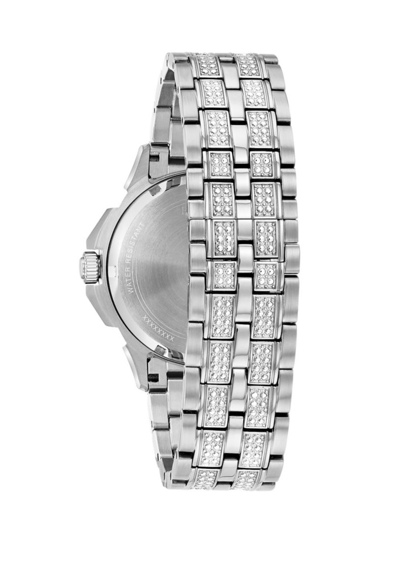 Mens Bulova Octava Crystal Stainless Steel Bracelet Watch