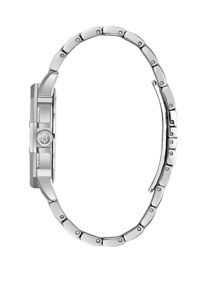 Mens Bulova Octava Crystal Stainless Steel Bracelet Watch