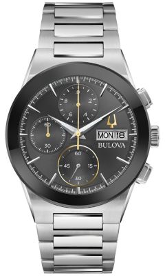 Bulova Men's Modern Millenia Chronograph Silver-Tone Stainless Steel Bracelet Watch, 41Mm