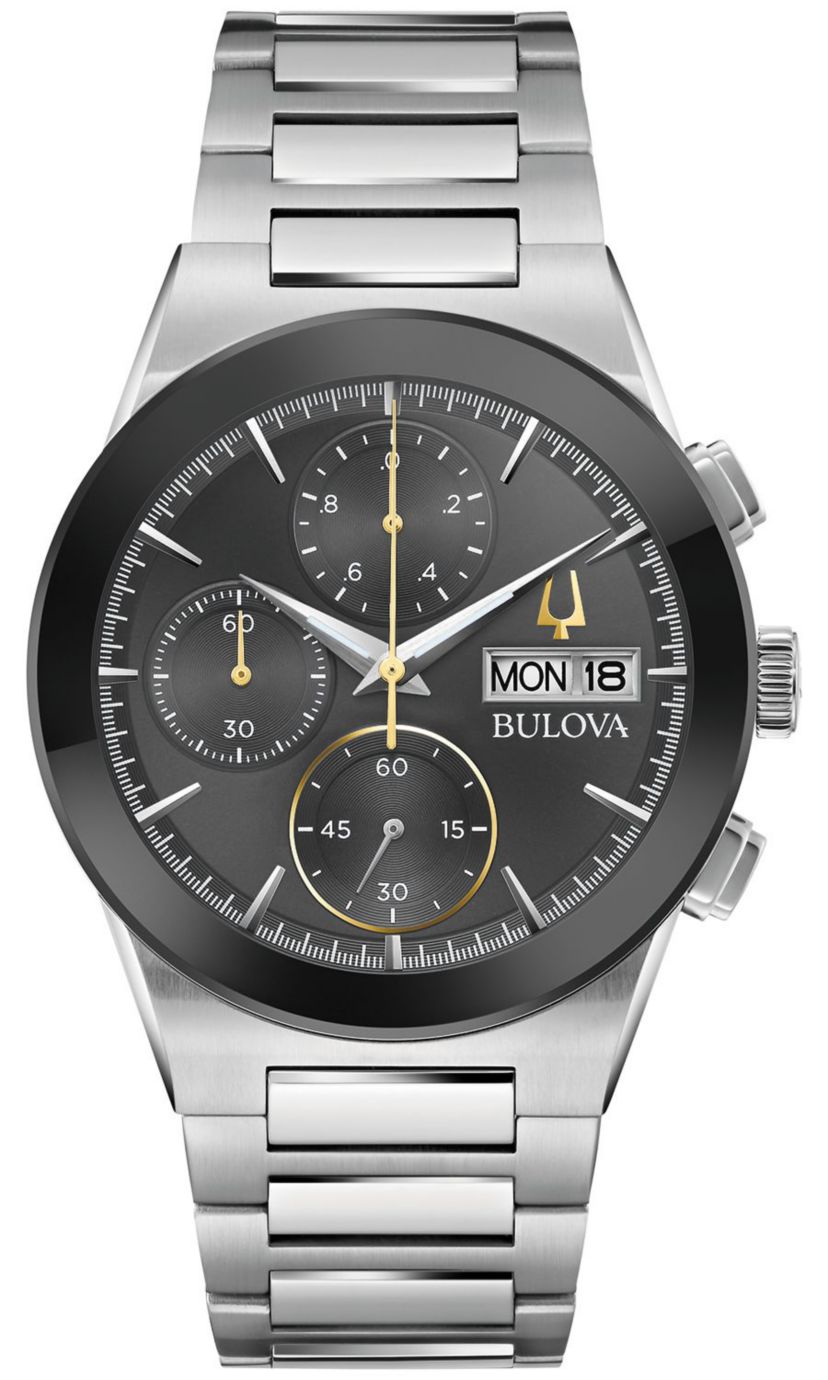 Mens Modern Millenia Chronograph Silver-tone Stainless Steel Bracelet Watch, 41mm