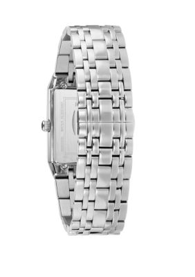 Silver Tone Stainless Steel Quadra Diamond Dial Watch