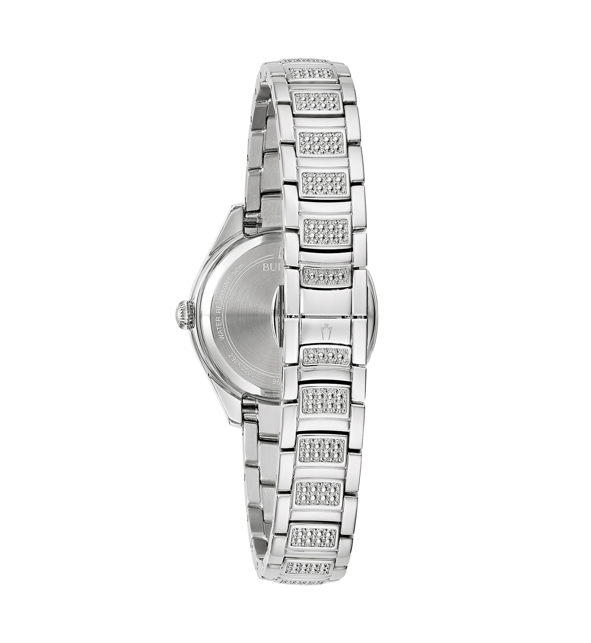 Womens Crystal Silver Tone Stainless Steel Bracelet Watch with 28.5 Millimeter Case