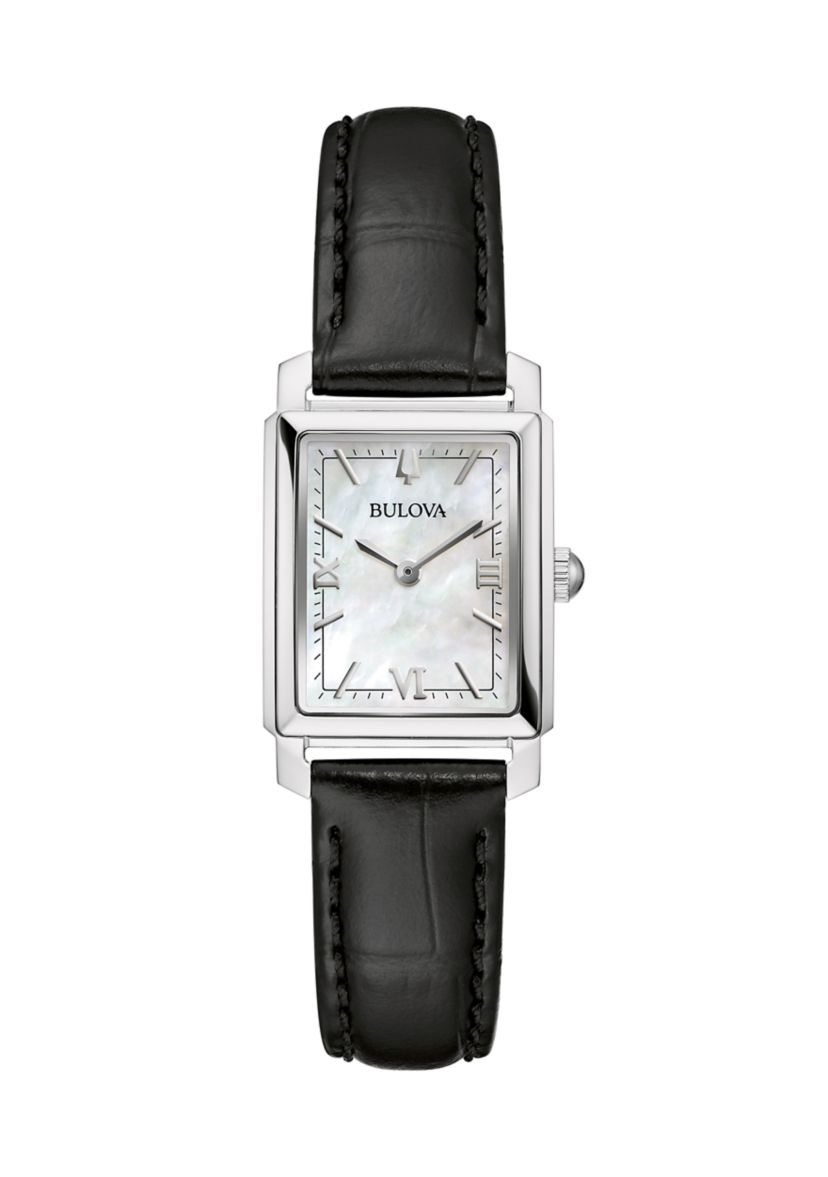 Womens Dress Classic Sutton Black Leather Strap Watch 