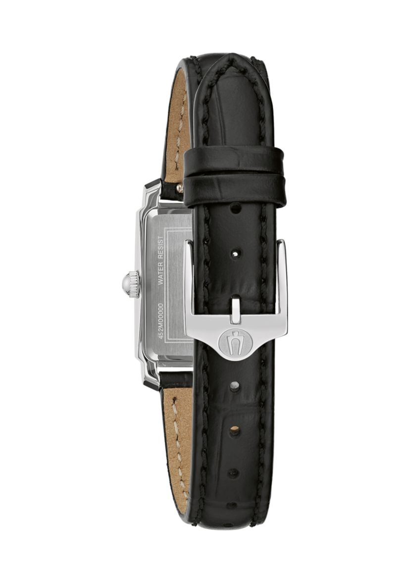 Womens Dress Classic Sutton Black Leather Strap Watch 