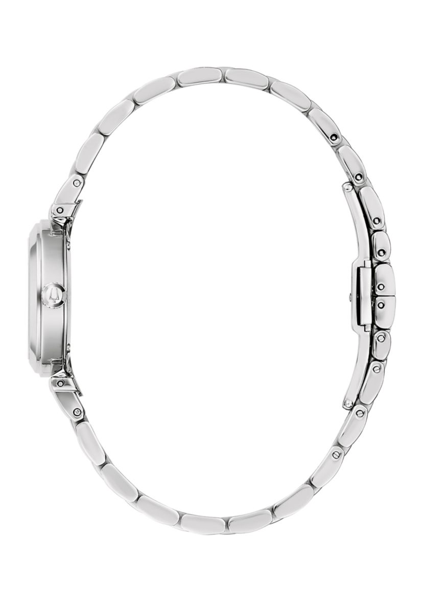 Womens Dress Classic Silver Tone Stainless Steel Bracelet Watch 