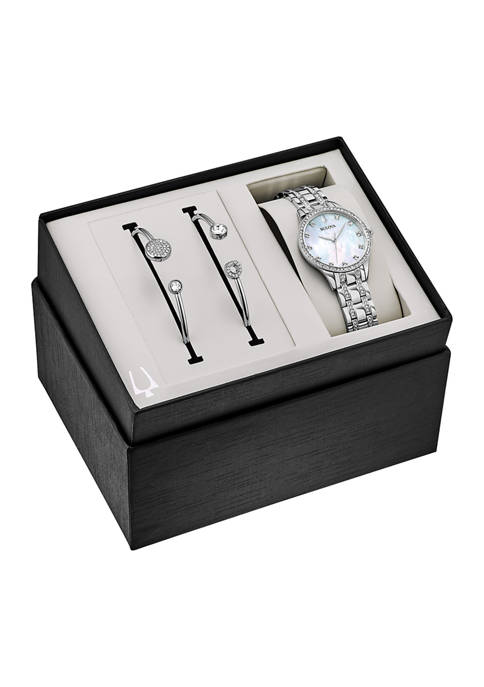 Bulova Womens Crystal Box Watch Set