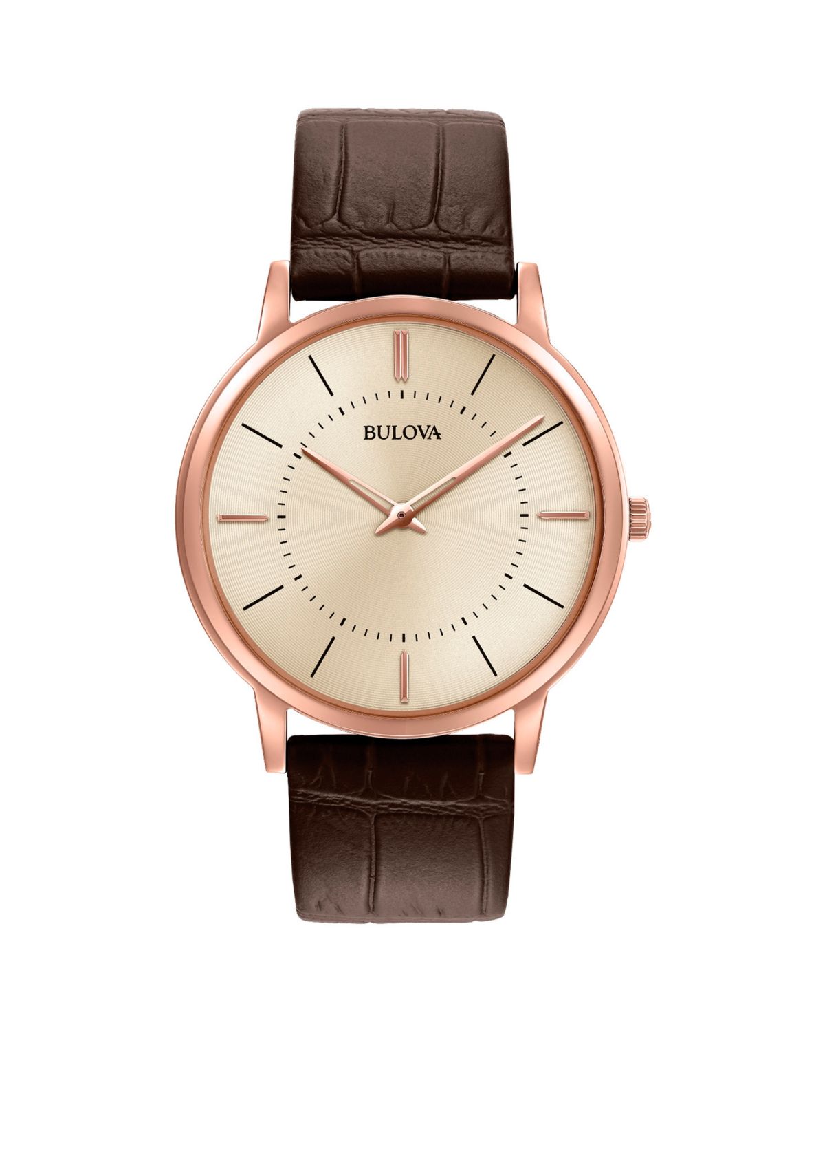 Mens Brown and Rose Gold-Tone Watch