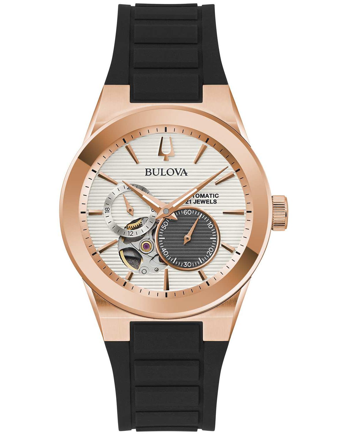 Bulova Mens Modern Milennia Black Rubber Strap Watch