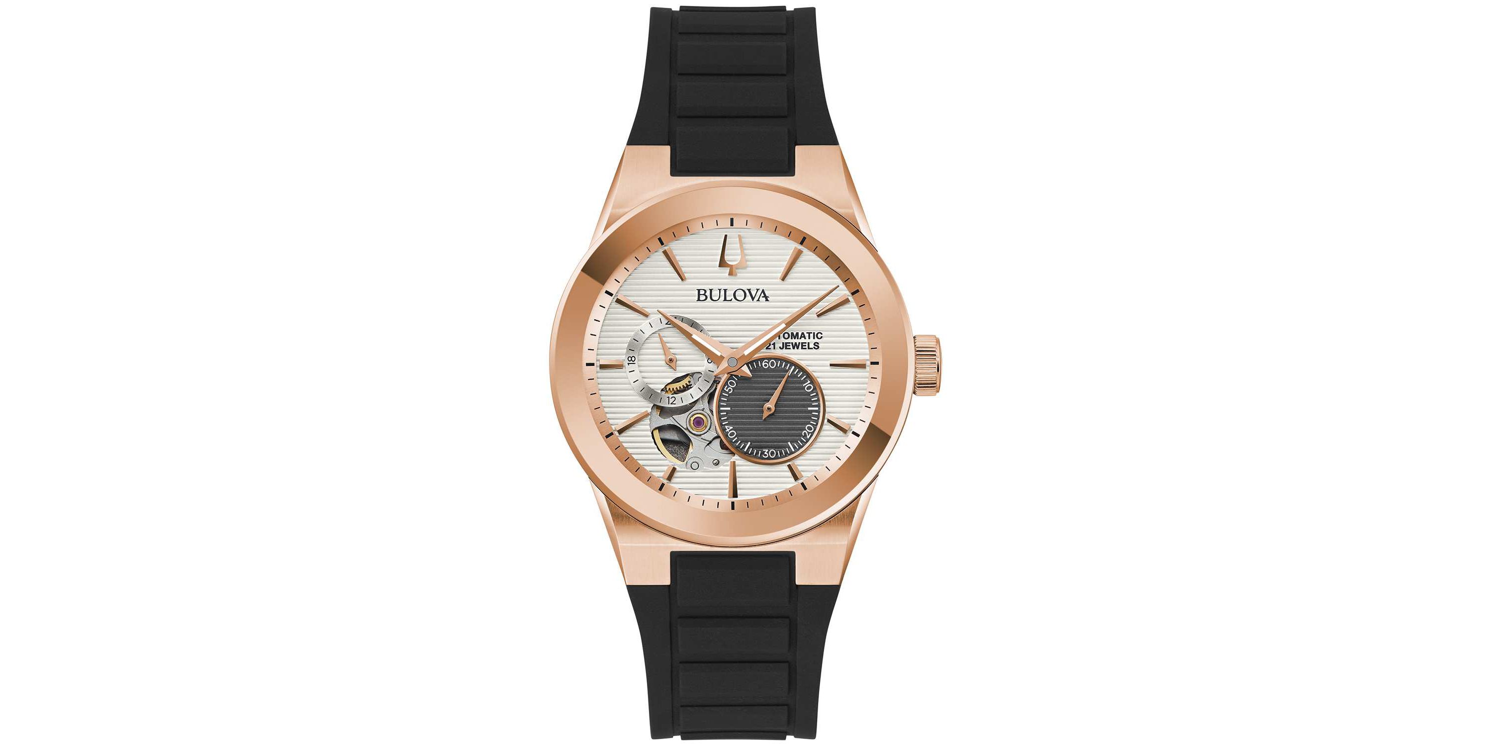 Bulova Mens Modern Milennia Black Rubber Strap Watch