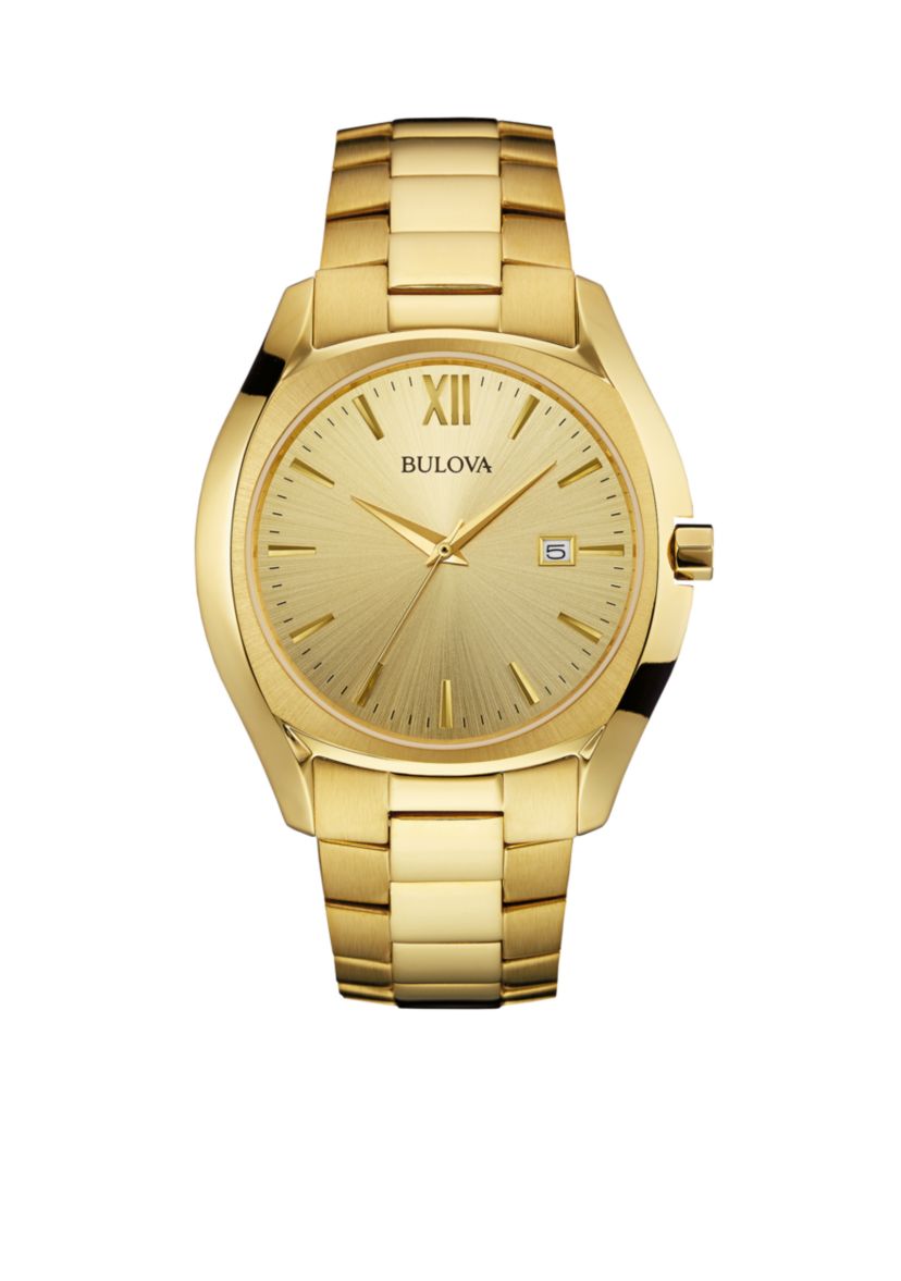 Mens Gold-Tone Stainless Steel Watch