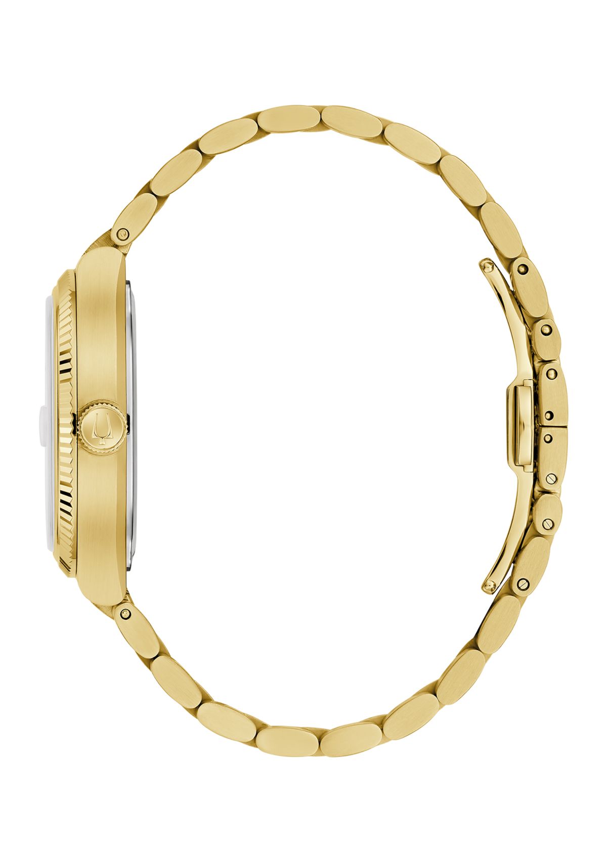 Mens Dress Classic Super Seville Gold Tone Stainless Steel Bracelet Watch 