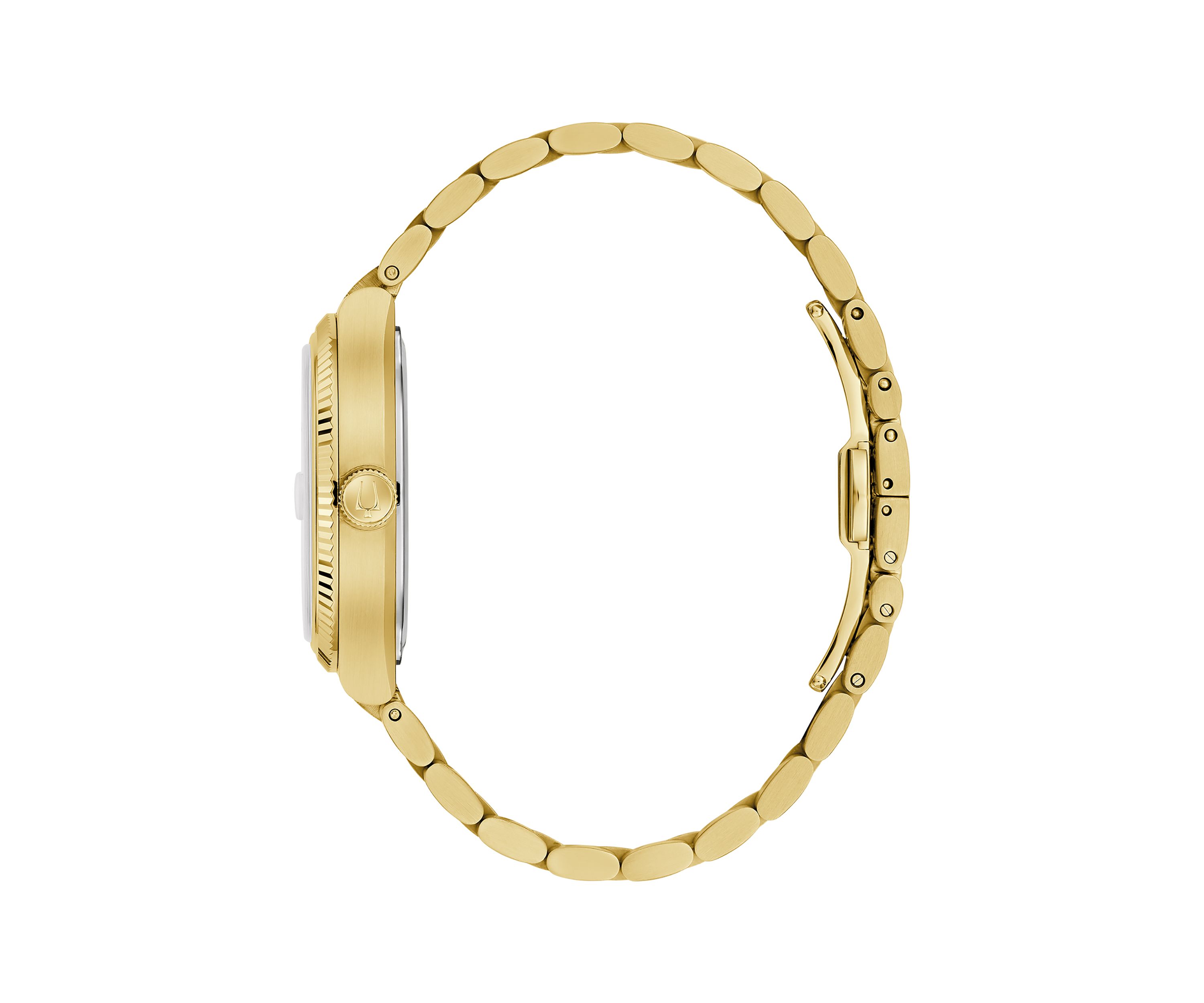 Mens Dress Classic Super Seville Gold Tone Stainless Steel Bracelet Watch 