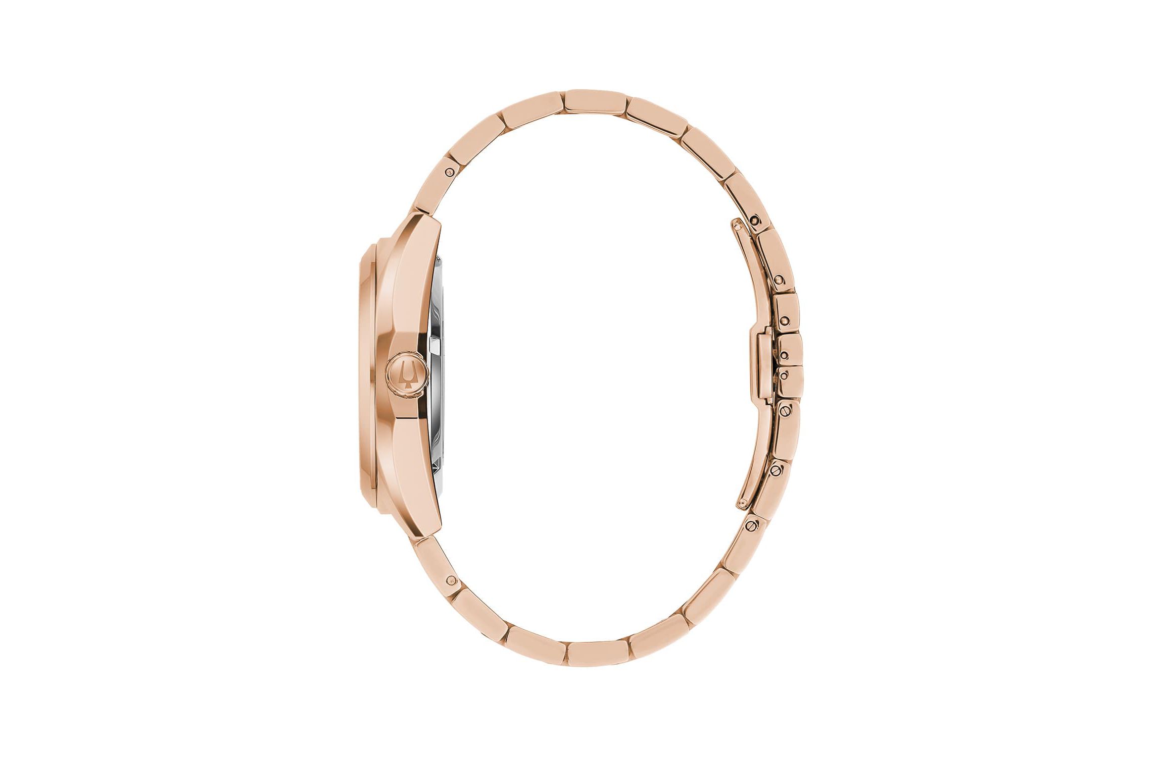Bulova Mens Classic Surveyor Rose Gold-Tone Stainless Steel Bracelet Watch 39mm