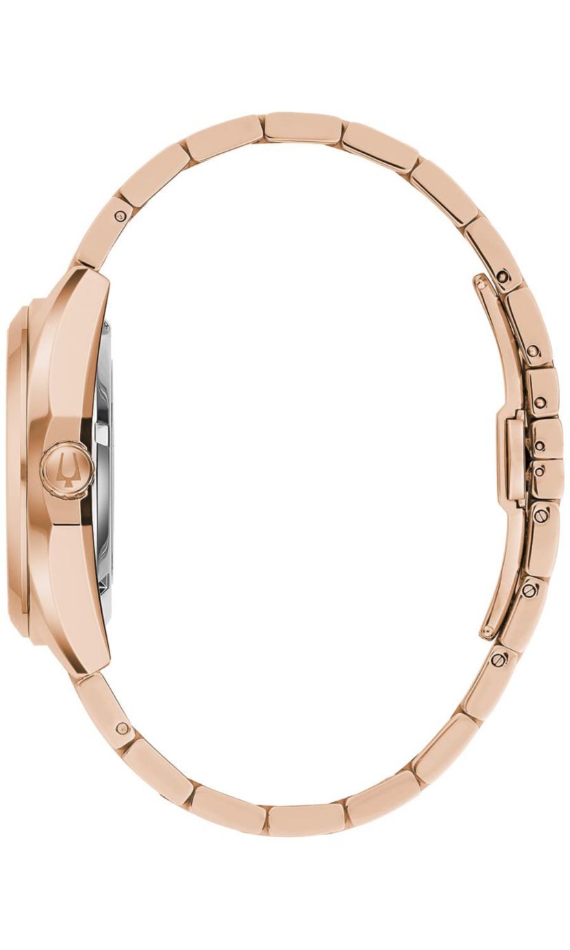 Bulova Mens Classic Surveyor Rose Gold-Tone Stainless Steel Bracelet Watch 39mm