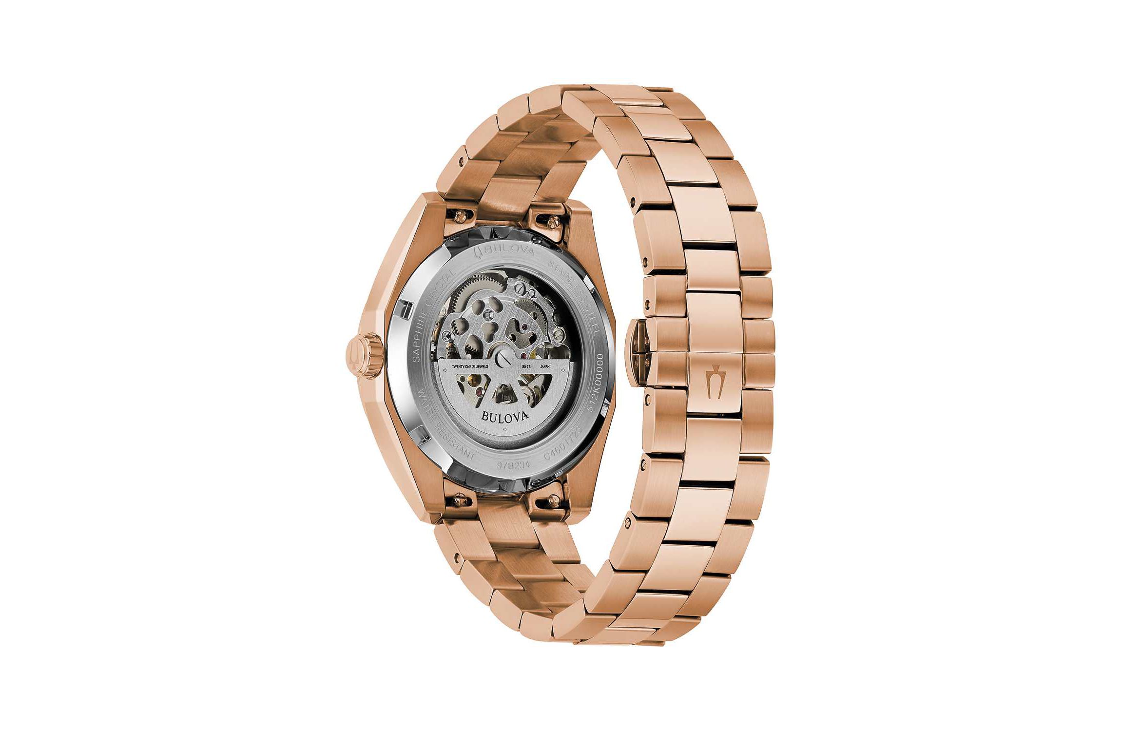 Bulova Mens Classic Surveyor Rose Gold-Tone Stainless Steel Bracelet Watch 39mm