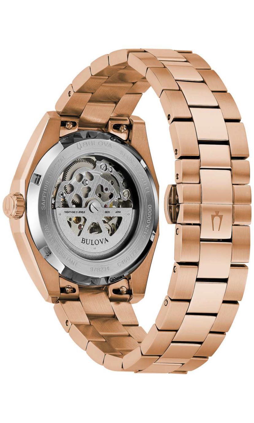 Bulova Mens Classic Surveyor Rose Gold-Tone Stainless Steel Bracelet Watch 39mm
