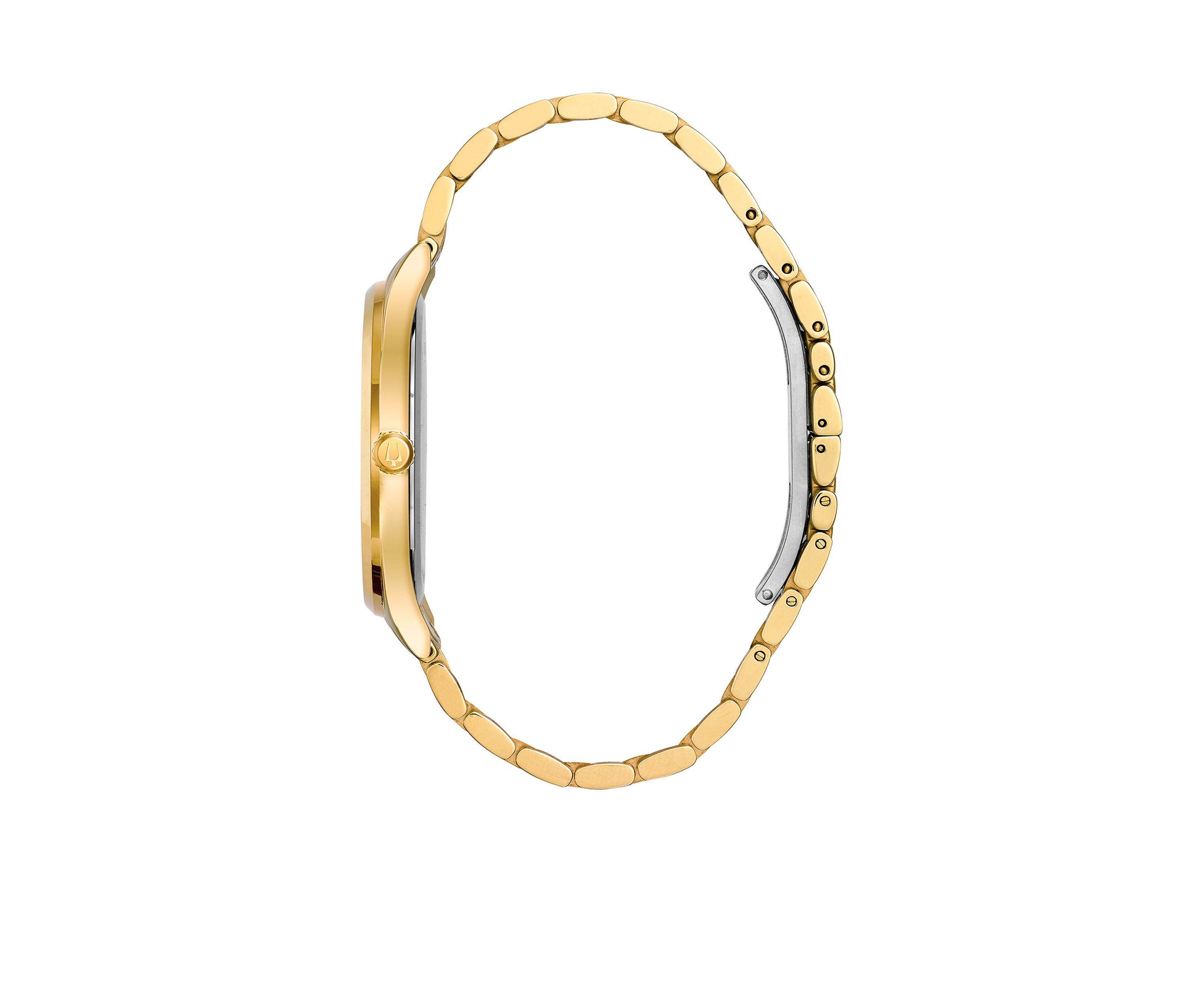 Mens Gold-Tone Diamond Watch