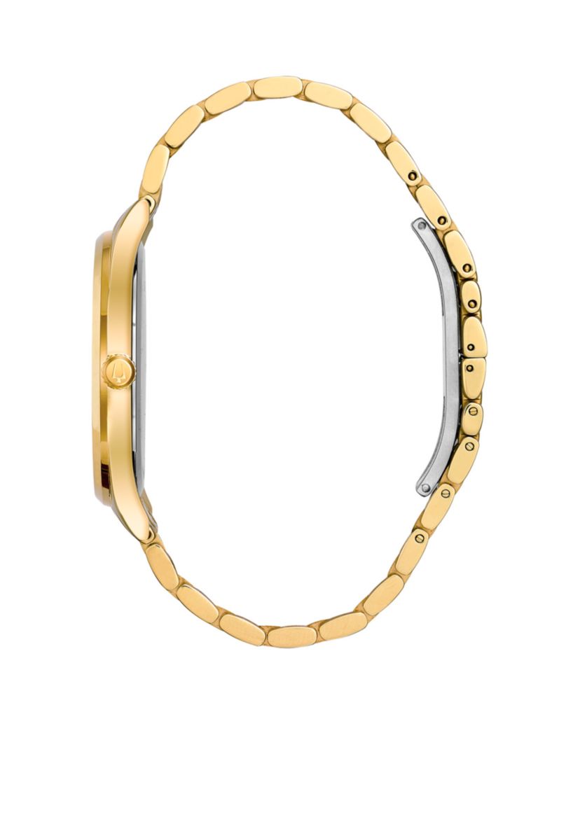 Mens Gold-Tone Diamond Watch