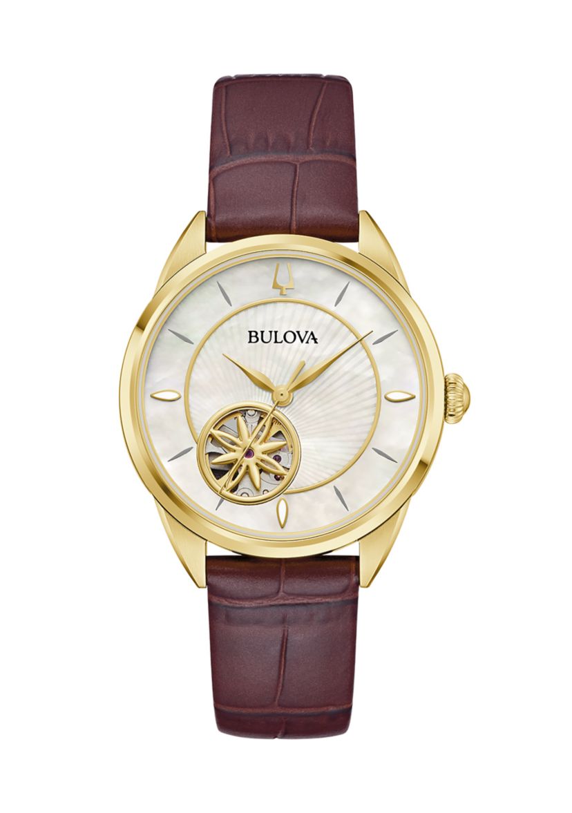 Ladies Classic Sutton Brown Strap Watch, 34.5 Millimeter