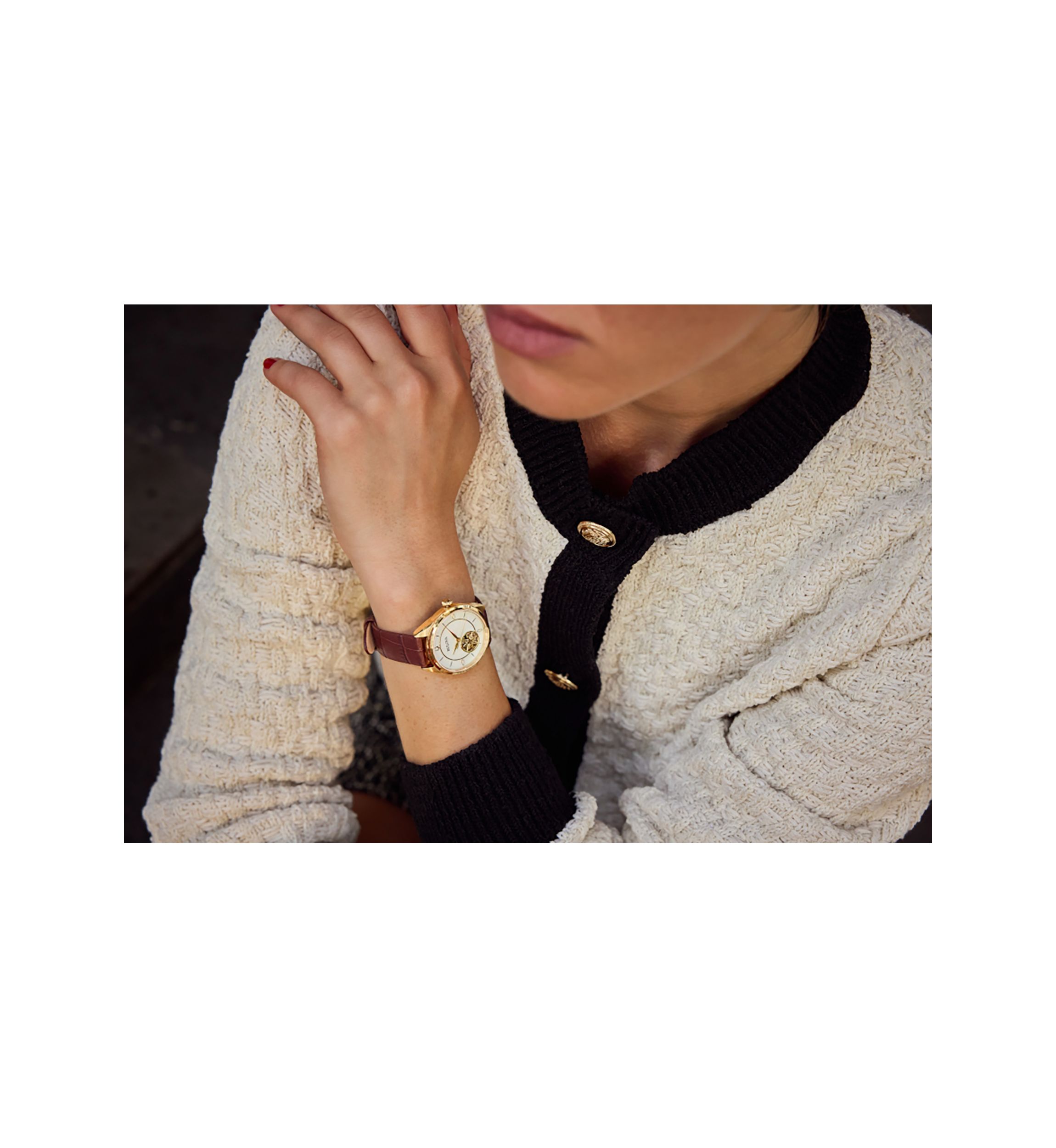 Ladies Classic Sutton Brown Strap Watch, 34.5 Millimeter