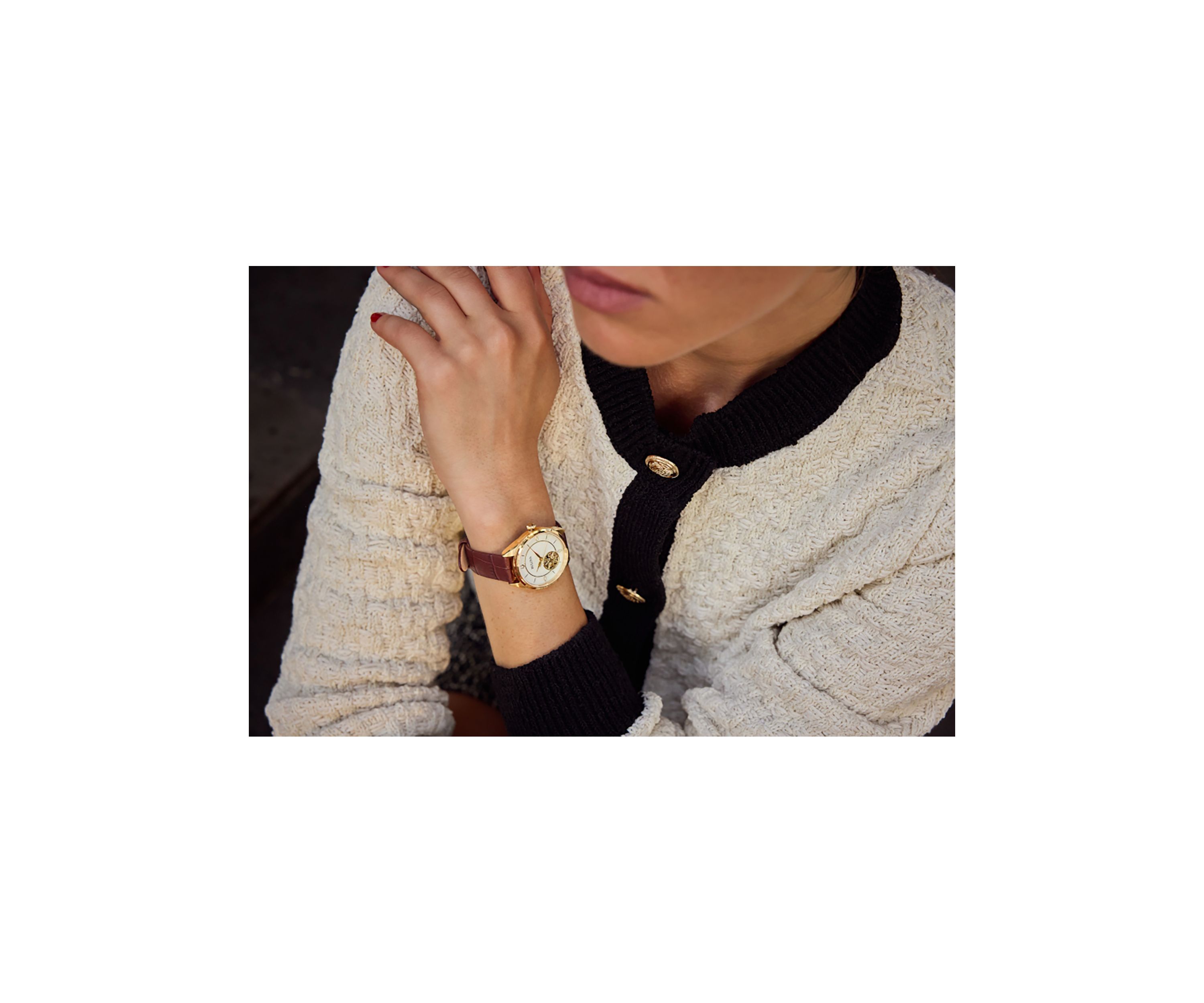 Ladies Classic Sutton Brown Strap Watch, 34.5 Millimeter