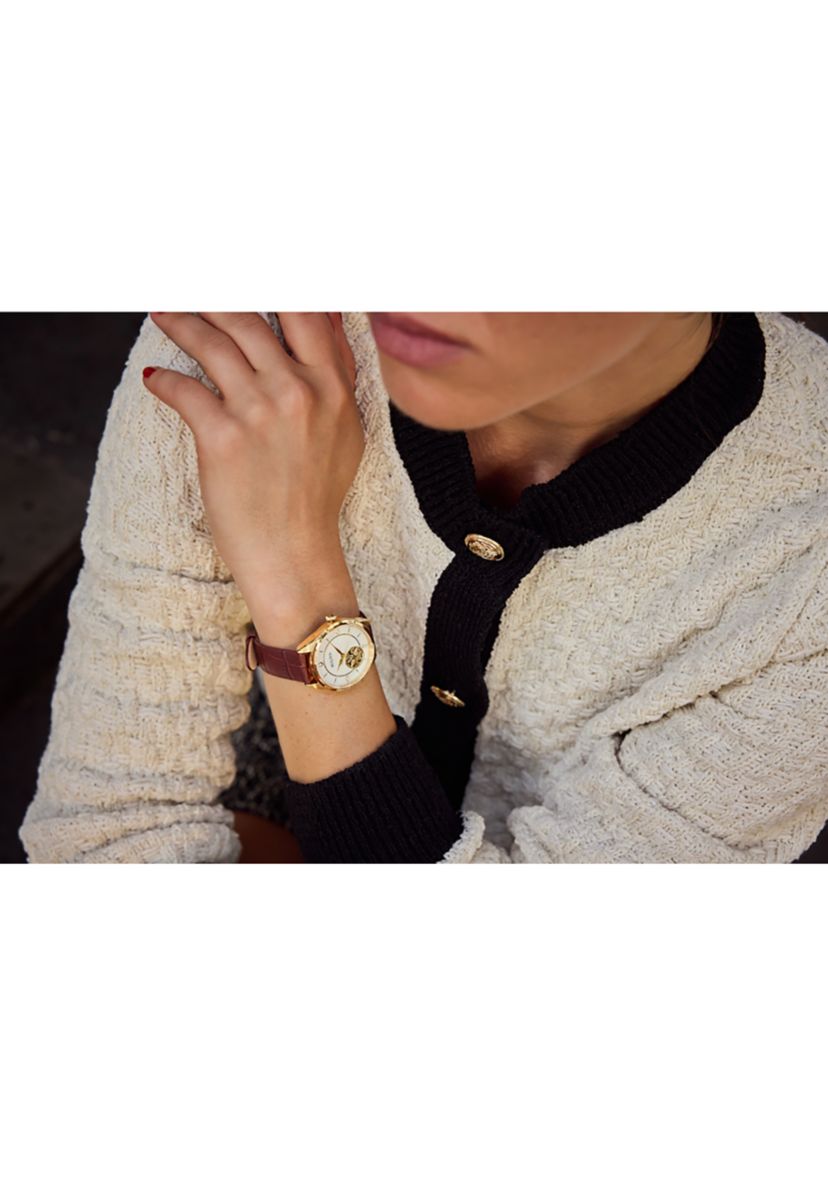 Ladies Classic Sutton Brown Strap Watch, 34.5 Millimeter