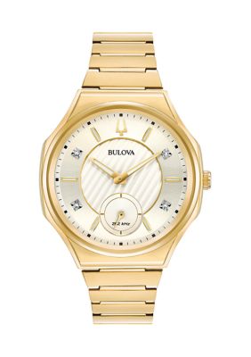 Bulova Women's Curv Diamond Dial Watch, Gold