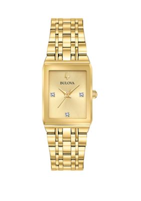 Bulova Women's Futuro Diamond Accent Gold Tone Stainless Steel Bracelet Watch